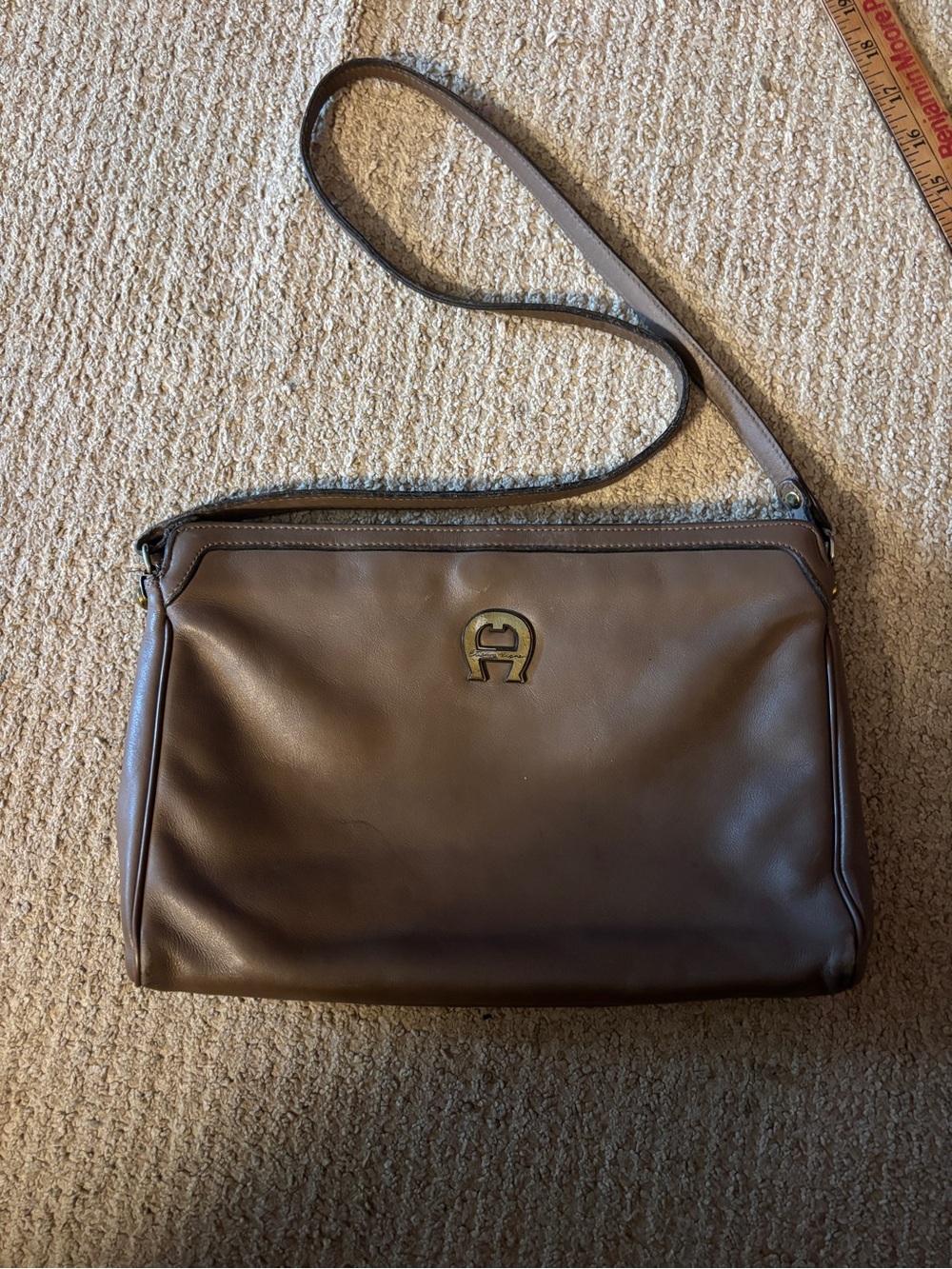 Etienne Aigner Chocolate Brown Leather Crossbody with Signature A Logo